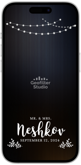Wedding string lights event filter for Snapchat & TikTok.
